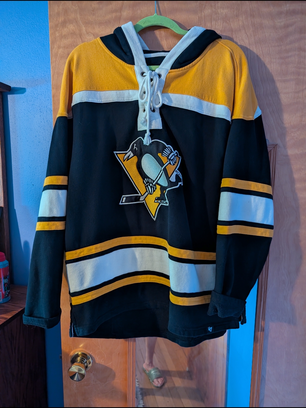 Pittsburgh Penguins Black and Gold Lace-Up Hockey Pullover Hoodie